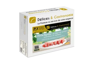 Brocheta de pechuga de pollo con pimientos y cebolla - Délices & Gastronomie