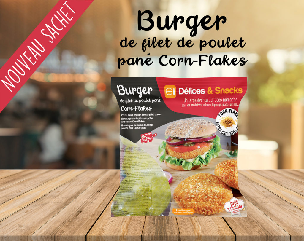 Burger-de-filet-de-poulet-pane-Corn-Flakes-Delices-Snacks-Volatys