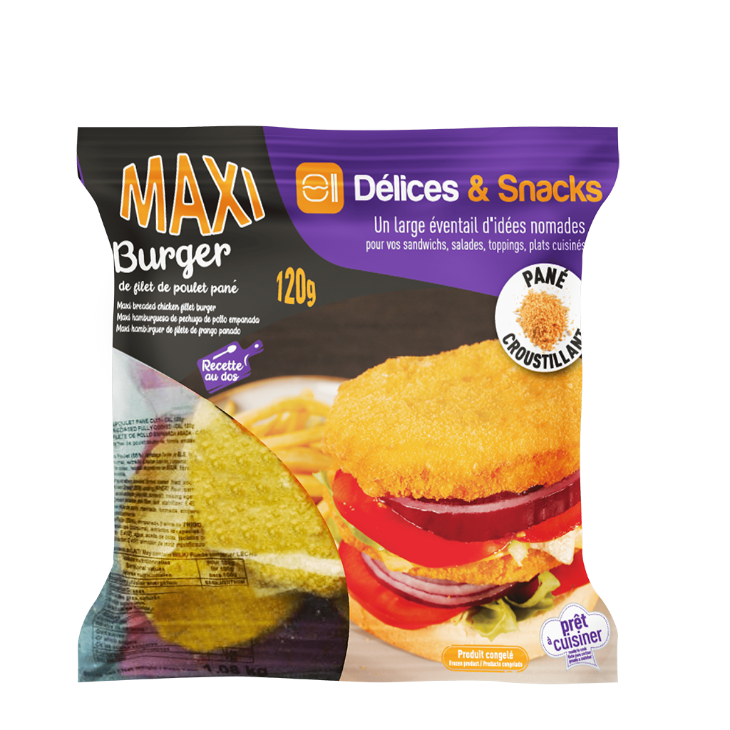 Maxi burger de filet de poulet pané - Sachet Délices & Snacks