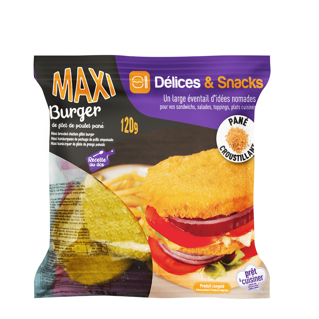 Maxi hamburguesa de pechuga de pollo empanada - Bolsa Délices & Snacks