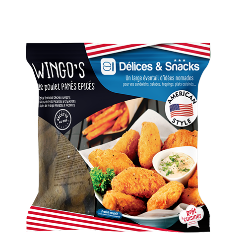 Bag American Style spicy breaded chicken wingo's, Délices & Snacks - Volatys